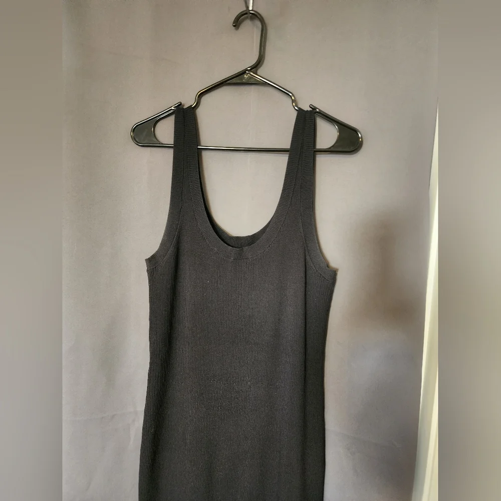 The Drop Dress, Women's Large Black The Drop Ribbed Midi Tank Dress - Picture 2 of 7